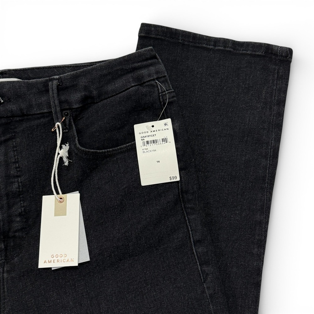 Good American Good Legs Straight Jeans Black Womens 14 /‎ 32 NEW NWT Denim - Picture 9 of 15